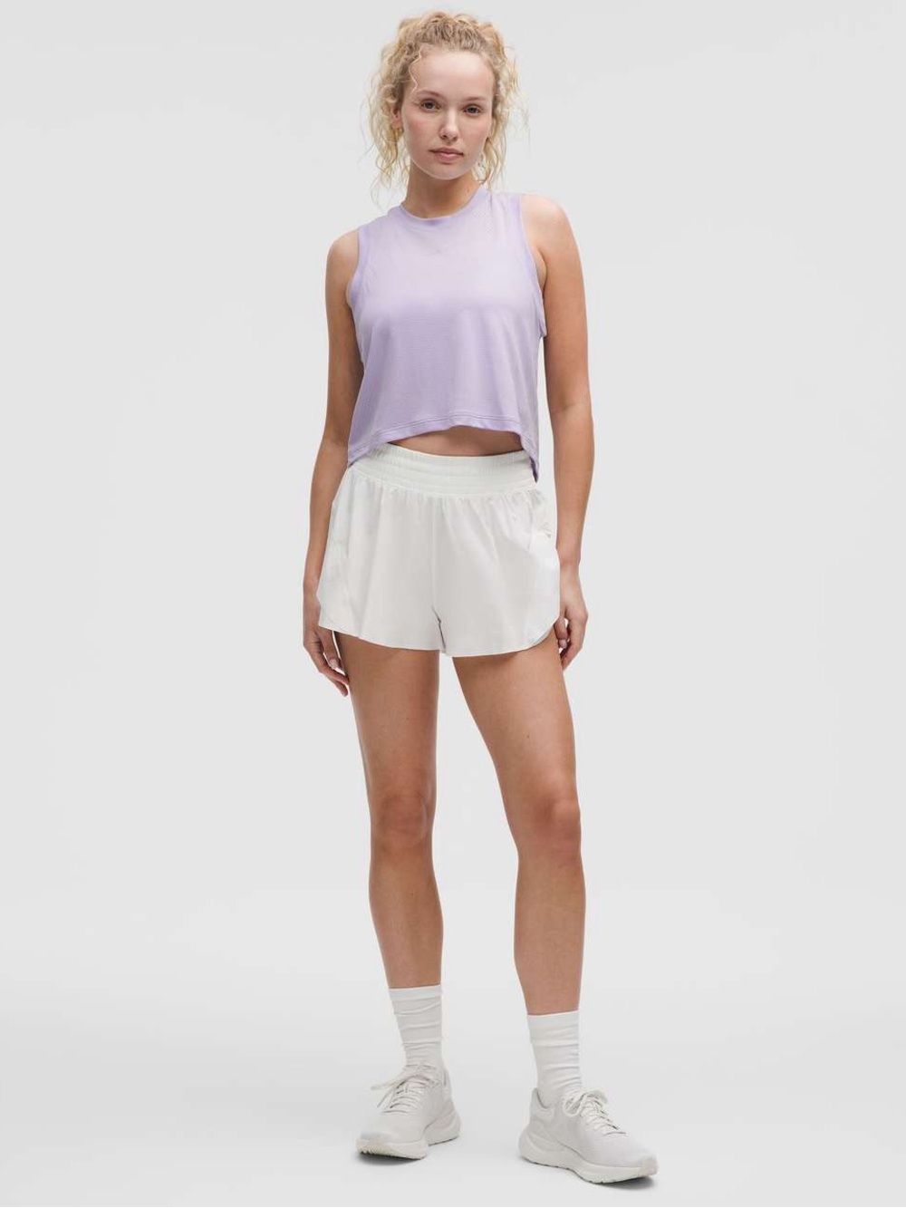 072. Lululemon Swiftly High-Low Cropped Tank Top Lavender Frost